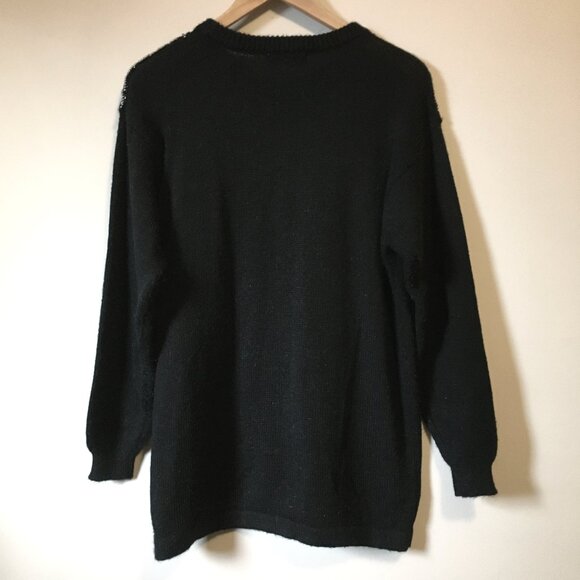 Vintage Long Black Beadwork Knit Sweater - Picture 2 of 13